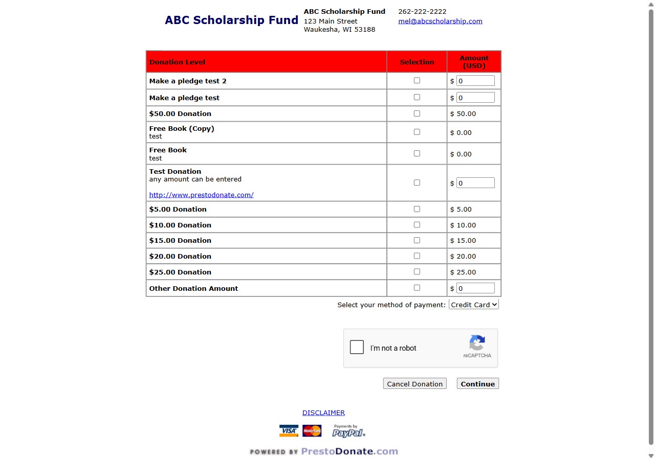 ABC Scholarship Fund donation form